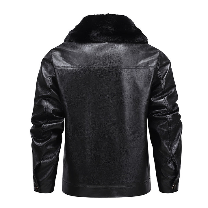 Herren Kunstleder-Fieldjacke mit durchgehendem Teddyfutter und verdecktem Reißverschluss Drune
