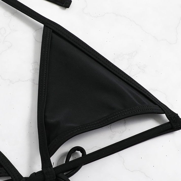 Damen Triangel-Bikini-Set mit geflochtenem Höschen und verstellbaren Trägern Drune