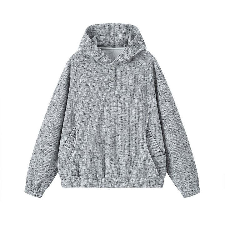 Damen Modischer Kapuzenpullover mit Knopfdetails Drune