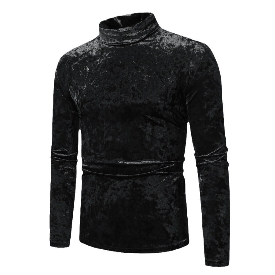 Herren nan figurbetontes Samtrollkragen-Langarmshirt mit Stretchanteil Drune