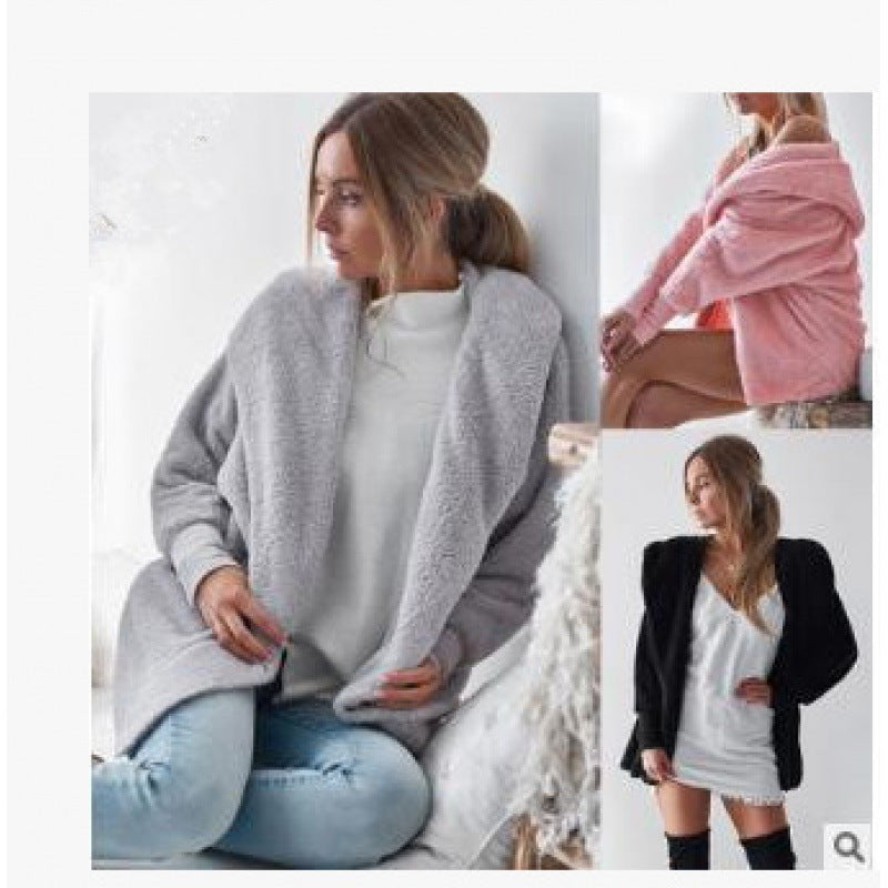 Damen Kuschelige Cardiganjacke mit weichem Fleece und legerem Schnitt Drune