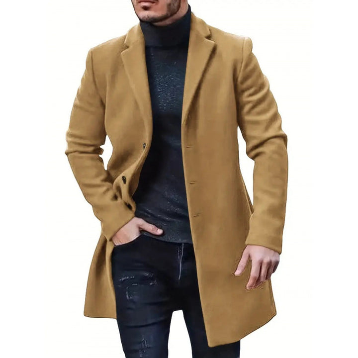 Herren Wollmantel mit schmalem Schnitt und Reverskragen