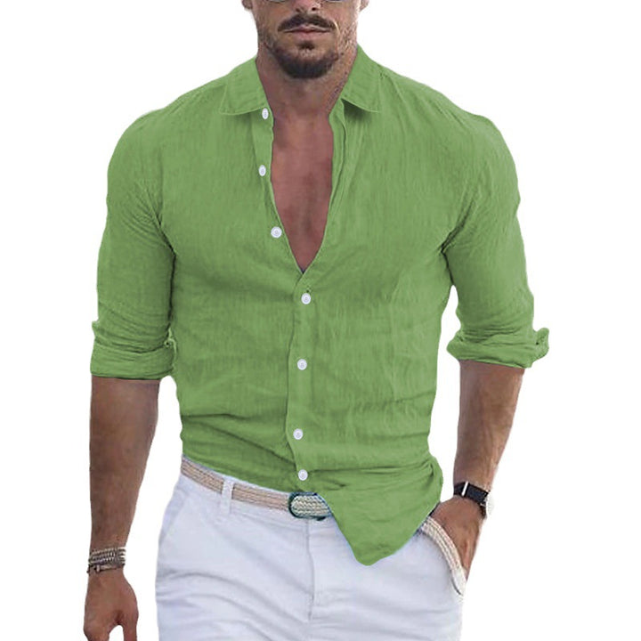 Herren Leichte Leinen Knopfhemd Drune