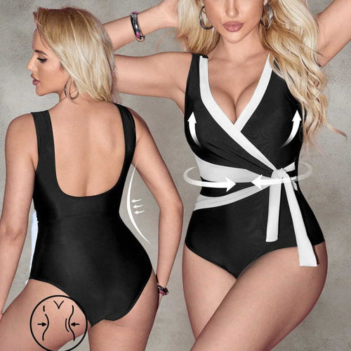 Damen Einteiliger Badeanzug mit elegantem Wickel-Design Drune
