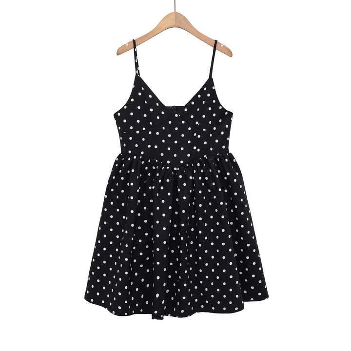 Damen Sommerliches Spaghettiträgerkleid mit verspieltem Punkte-Design und fließendem Schnitt Drune