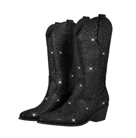 Damen Glitzernde Western-Stiefeletten Drune