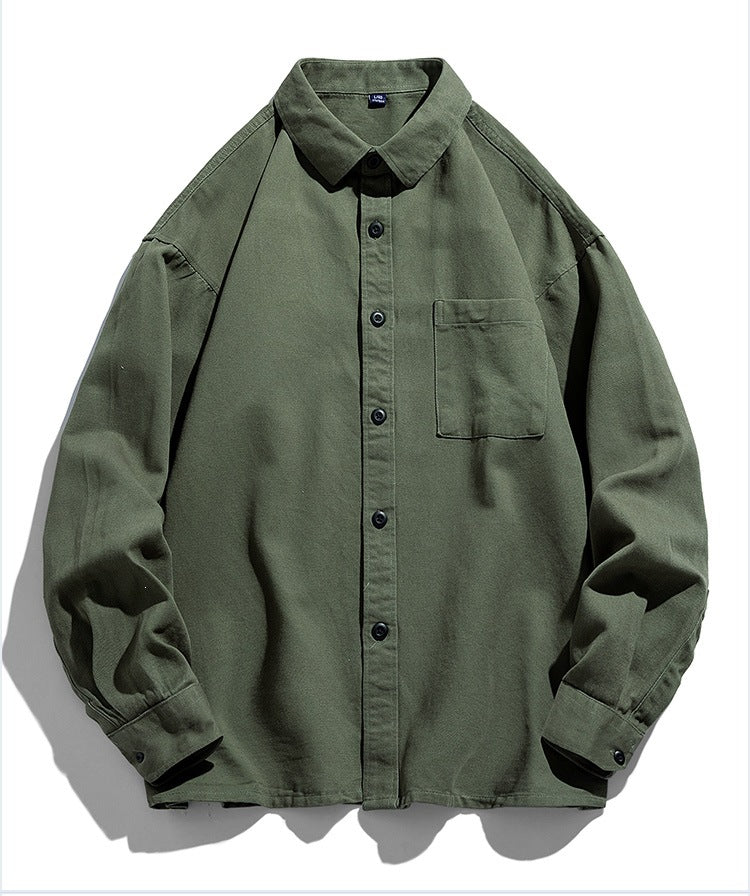 Herren Lockeres Overshirt-Hemd aus Baumwollmix mit Brusttasche und überschnittener Schulter Drune
