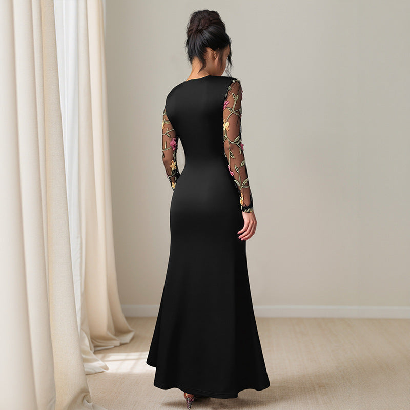 Damen Elegantes Wickelkleid mit floralem Mesh-Detail Drune