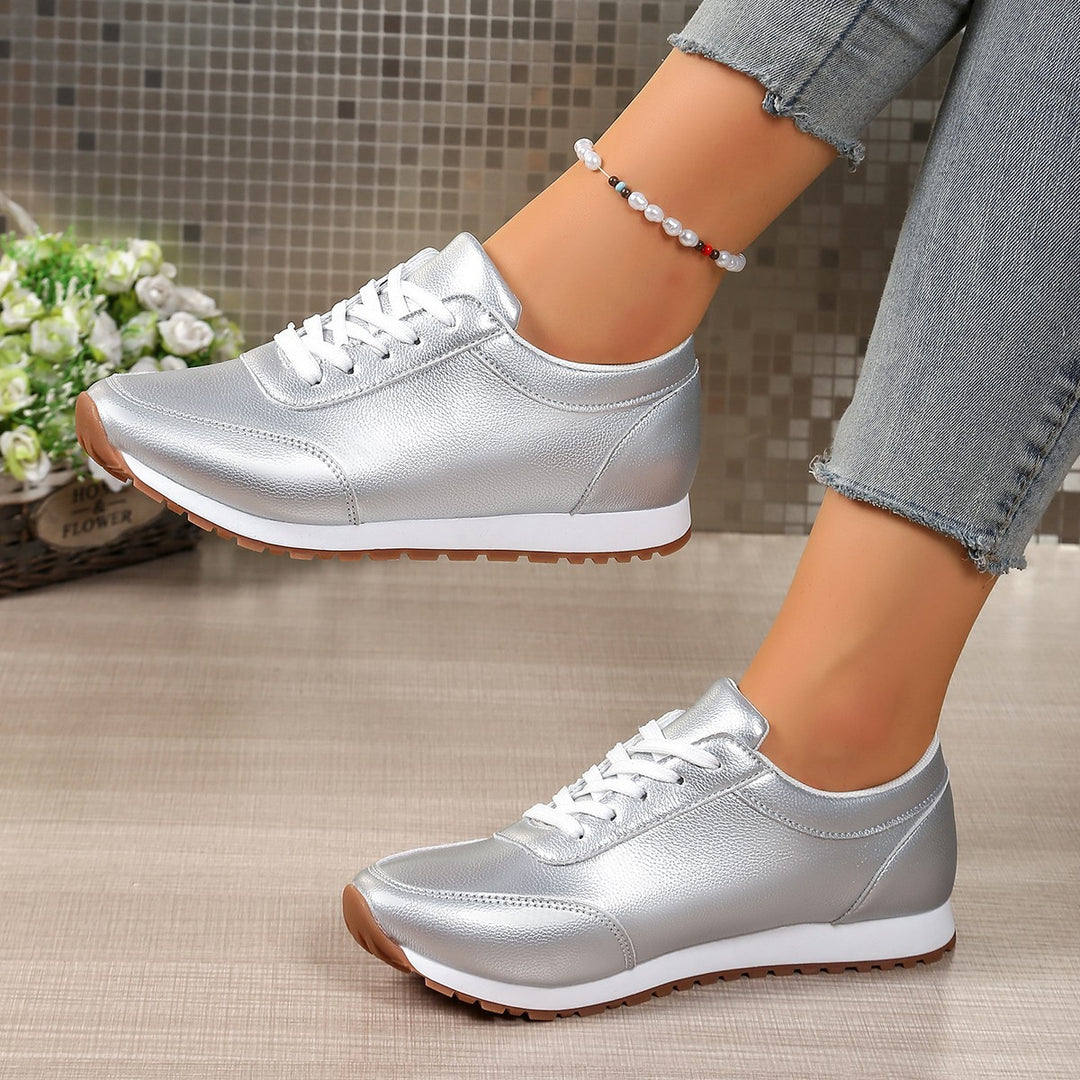 Damen modischer Metallic-Sneaker mit dämpfender Leichtsohle und rutschfester Profilgummisohle Drune
