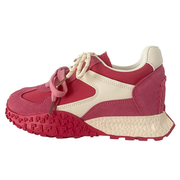Damen Fashion-Sneaker mit grober Traktionssohle und Materialmix aus Velours und Glattleder Drune