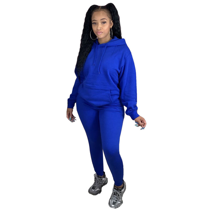 Damen nan Cozy-Loungewear-Set mit oversized Hoodie, Kängurutasche und schmaler Highwaist-Jogginghose Drune