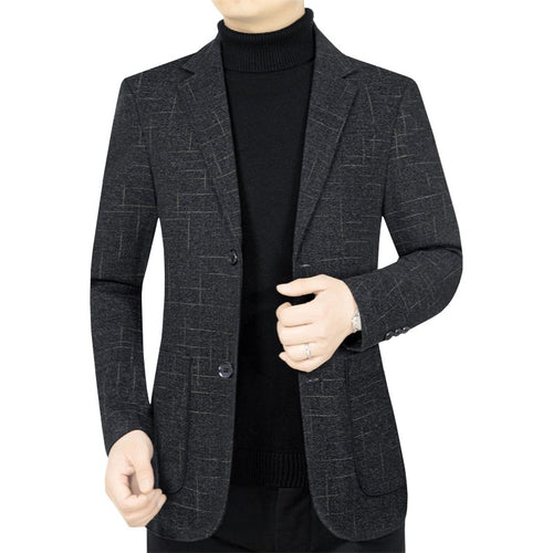 Herren Slim-Fit Sakko aus Wollmischung mit dezentem Karomuster Drune