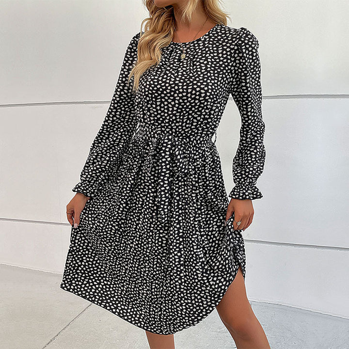 Damen Midikleid mit geraffter Taillenbinde und Plissée-Rock Drune