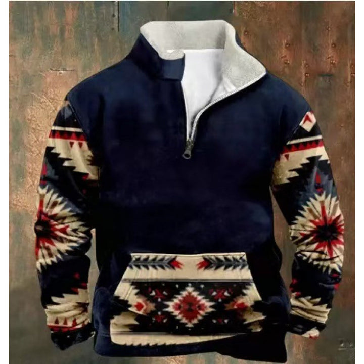 Herren Modischer Hoodie mit Kapuze und maritimem Druck Drune