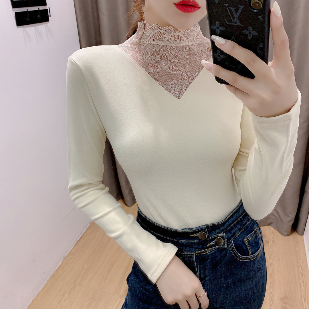 Damen Shirt mit elegante Spitzendetails Drune