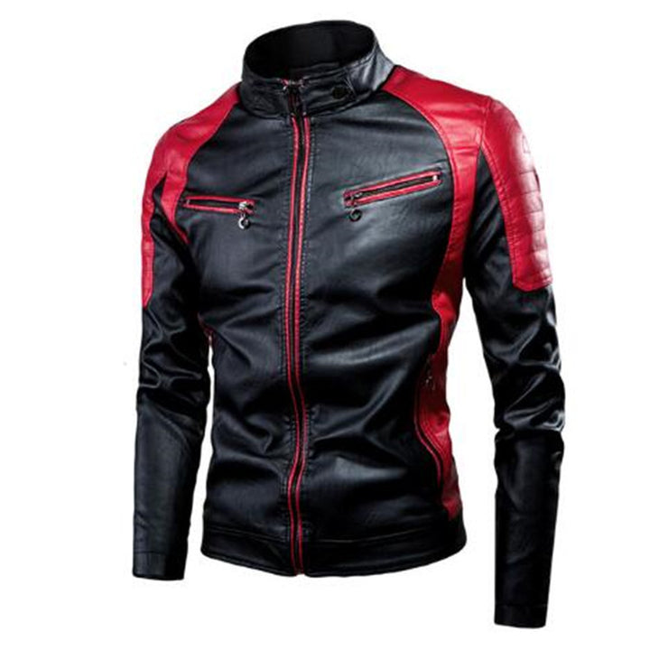 Herren Kunstleder-Pilotenblouson im Rennsportstil mit gesteppter Schulterpartie Drune