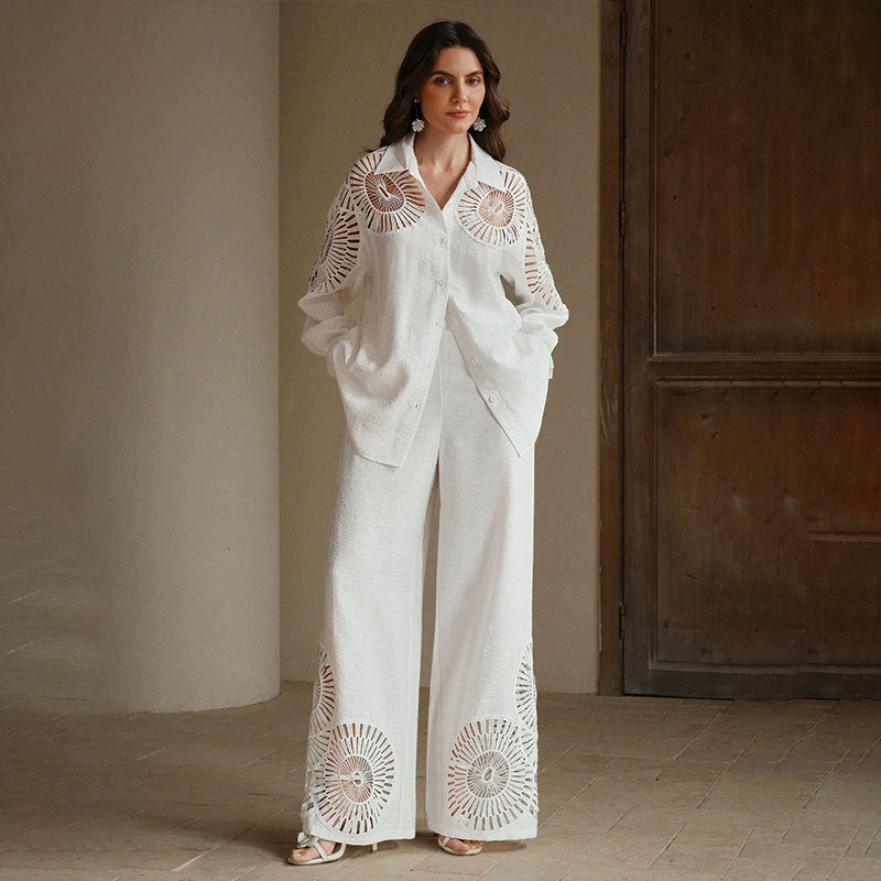 Damen Elegante Blusen und Hosen Kombination Drune