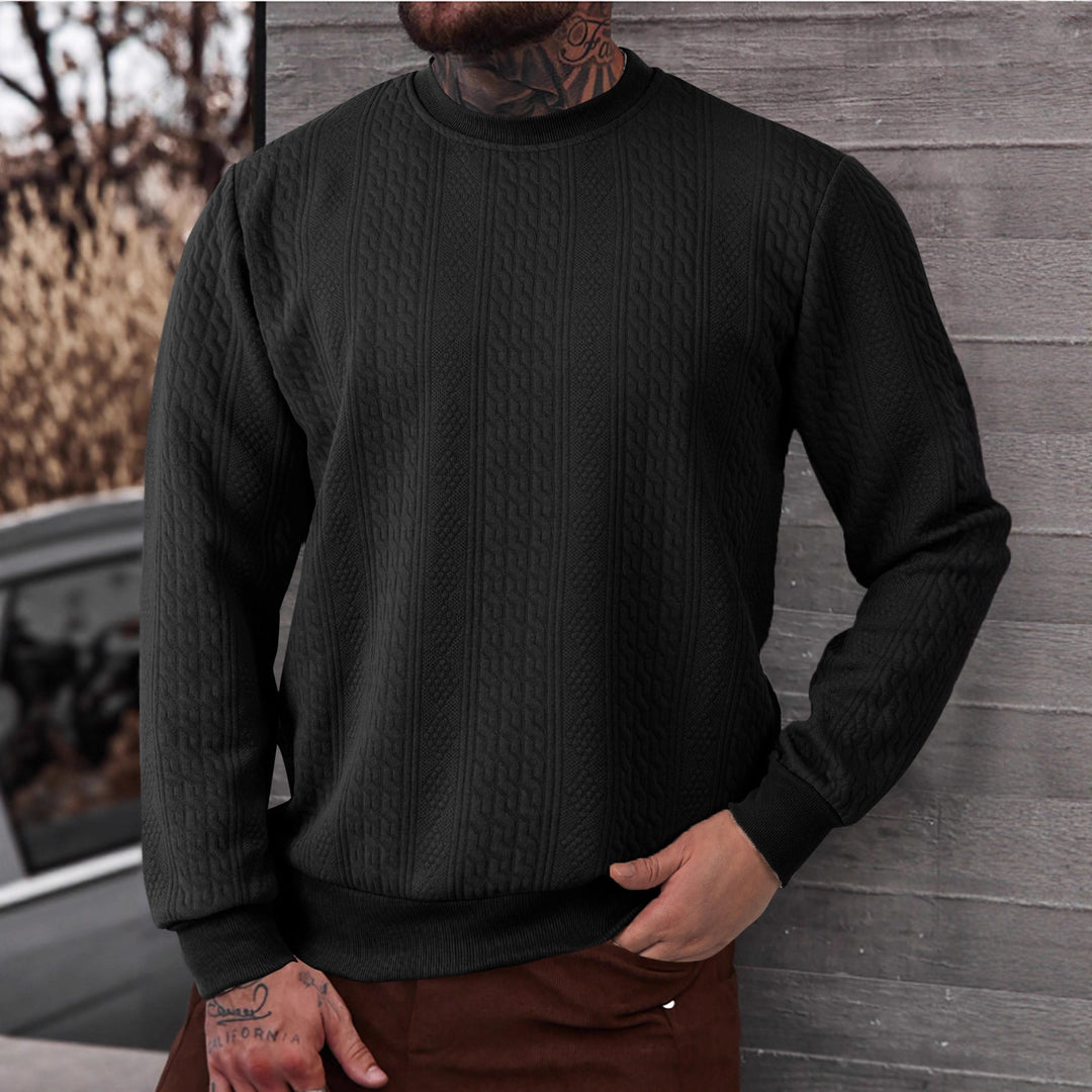 Herren texturiertes Rundhals-Sweatshirt mit feiner Waffelstruktur und gerippten Bündchen Drune