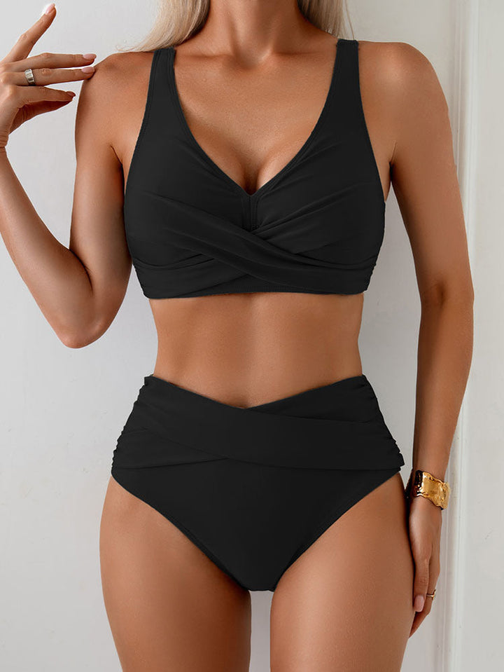 Damen Hochgeschnittenes Bikini-Set mit raffiniertem Wickeldesign Drune
