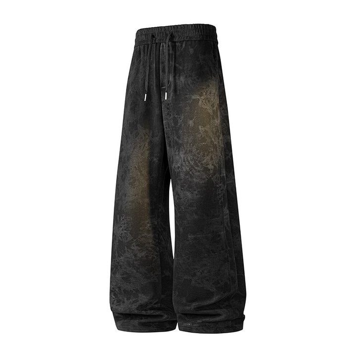 Damen Weite High-Waist Baggy-Sweathose mit Marmorier-Print, Kordelzug & elastischem Saum Drune