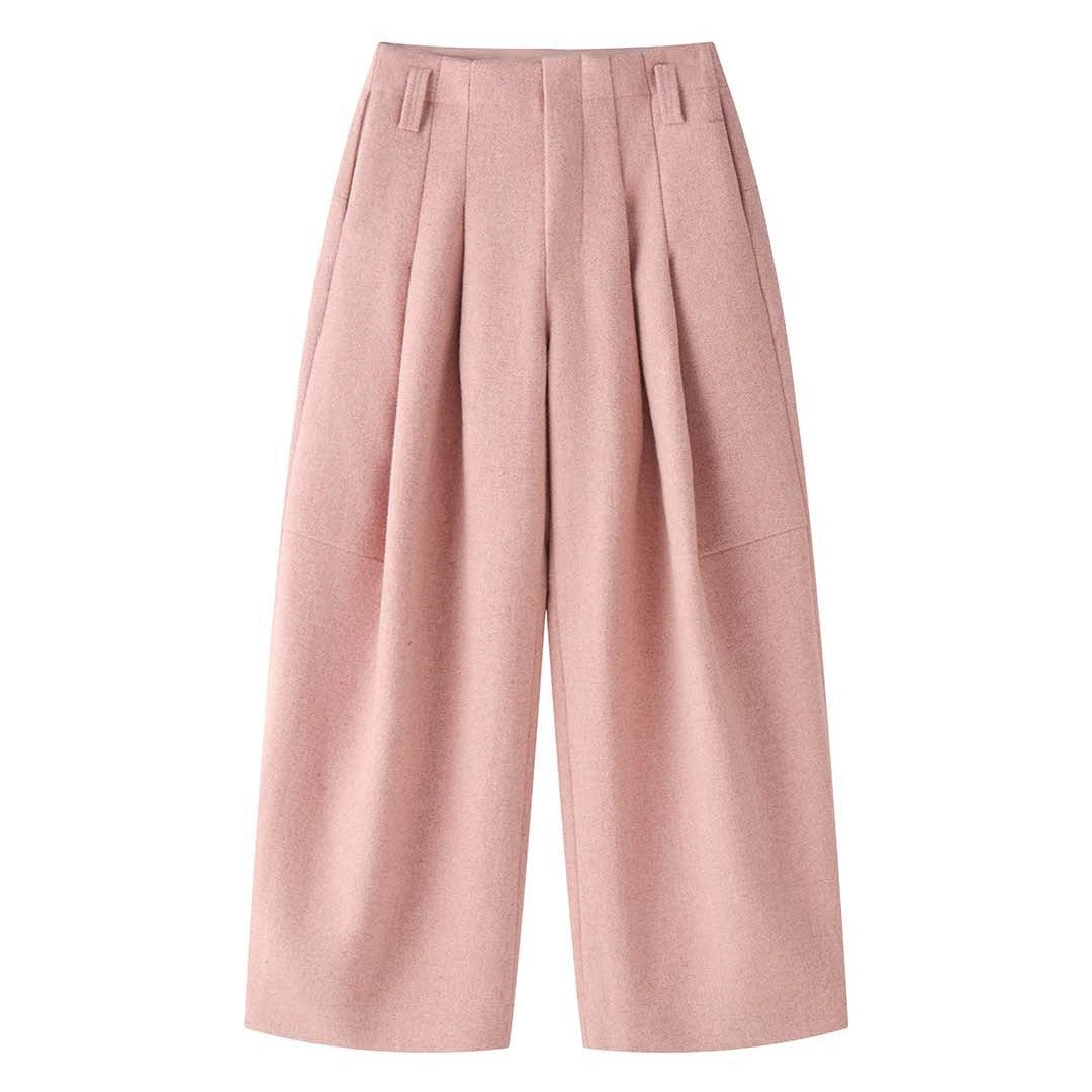 Damen Hochtaillierte Wollmix-Hose mit weitem Bein und Bundfalte Drune