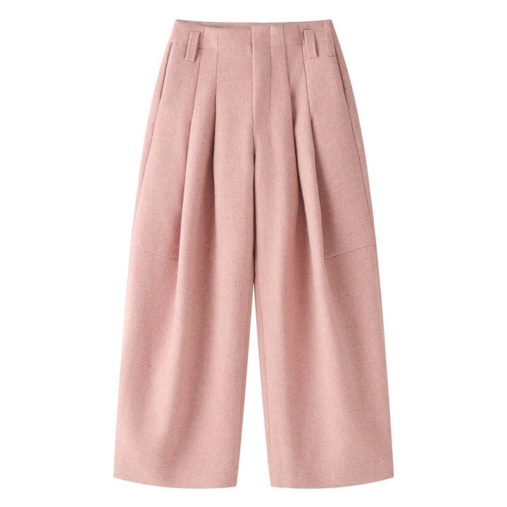 Damen Hochtaillierte Wollmix-Hose mit weitem Bein und Bundfalte Drune