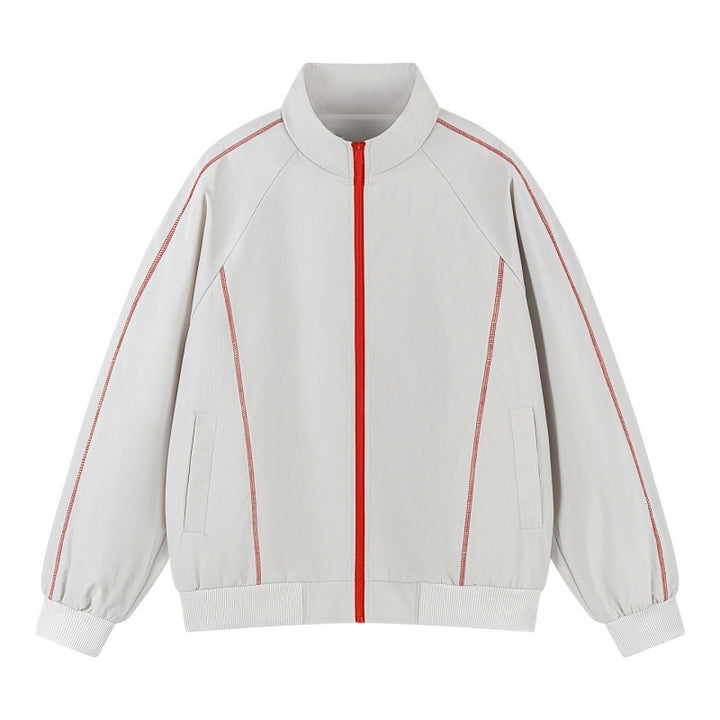 Herren Leichte Raglan-Bomberjacke mit kontrastierenden Flatlock‑Nähten und Stehkragen Drune