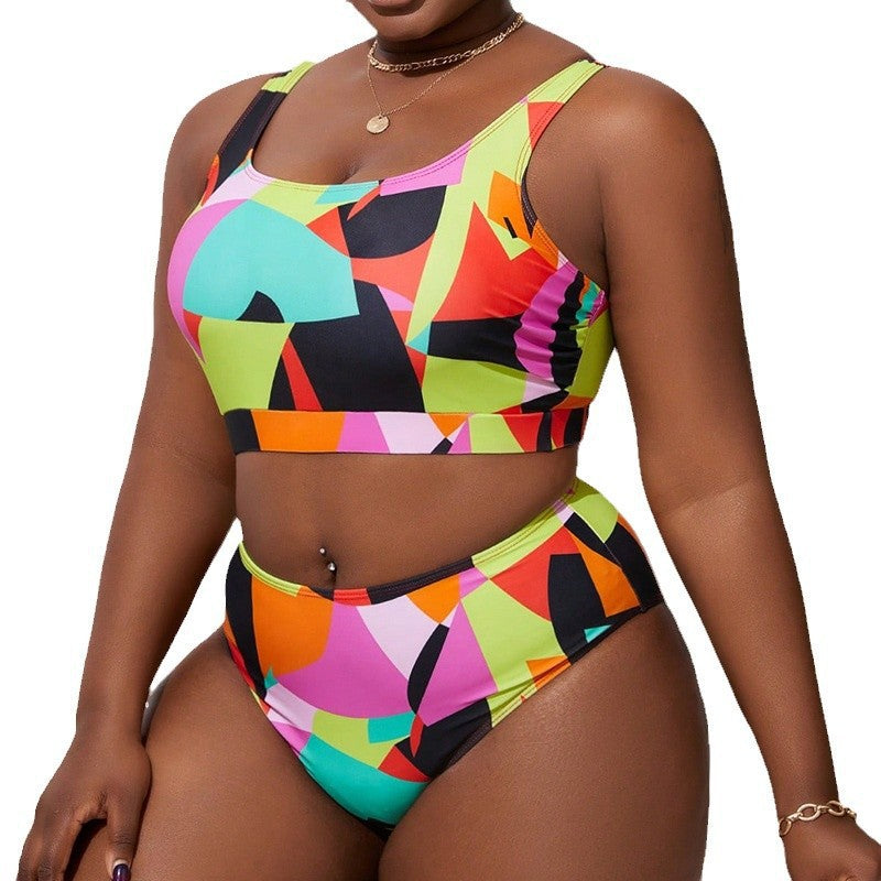 Damen Hochgeschnittener Bikini mit grafischem Muster Drune