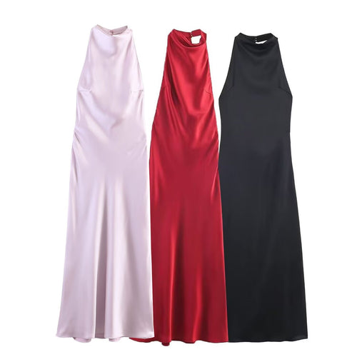 Damen Maxikleid mit hochgeschnittenem Kragen und eleganter Silhouette Drune