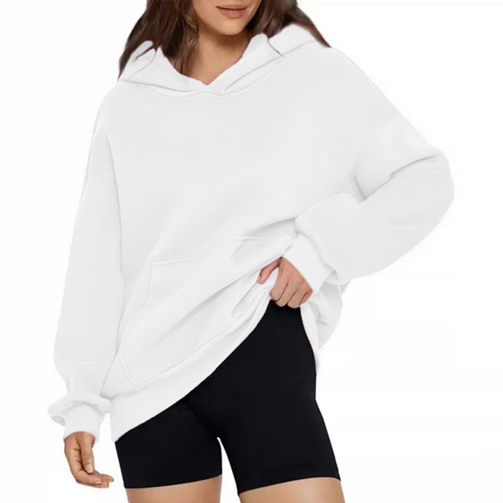 Damen nan weicher Oversize-Kapuzenpullover mit asymmetrischem Saum Kängurutasche und überschnittener Schulter Drune