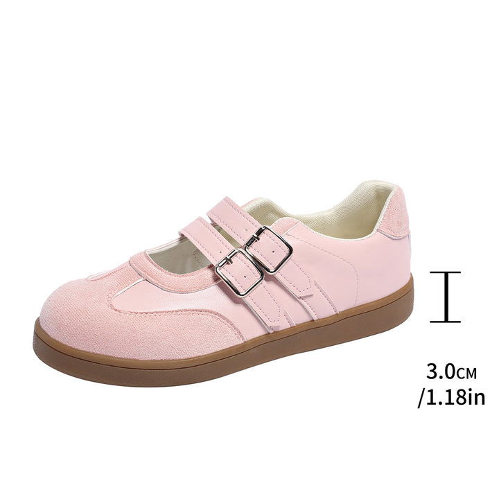 Damen nan Retro-inspirierte Mary-Jane-Sneaker mit doppeltem Schnallenriemen und ergonomischer Gummisohle Drune