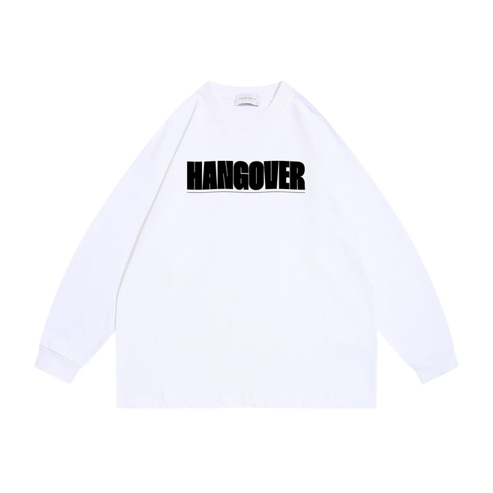 Unisex Oversize‑Sweatshirt mit markantem Typo‑Print, geripptem Rundhals und verlängerten Ärmeln Drune