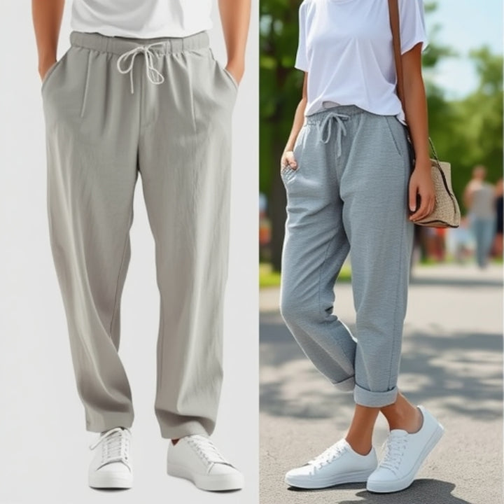 Damen Bequeme und lässige Chino-Hose mit elastischem Bund Drune