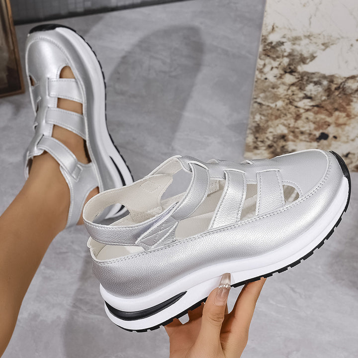 Damen Plateau‑Sneaker‑Sandale mit Klettverschluss und geschlossener Zehenpartie Drune