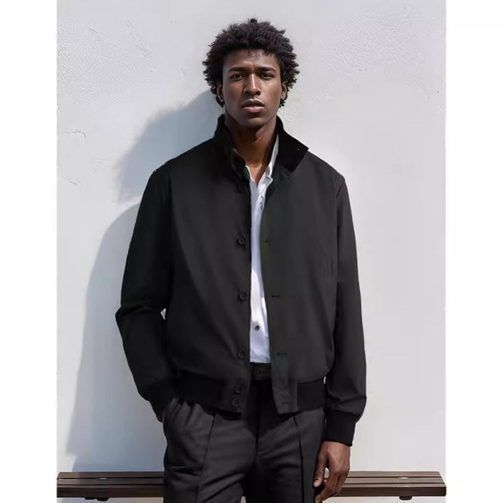Herren Casual-Bomberjacke mit hohem Kragen und praktischen Taschen Drune