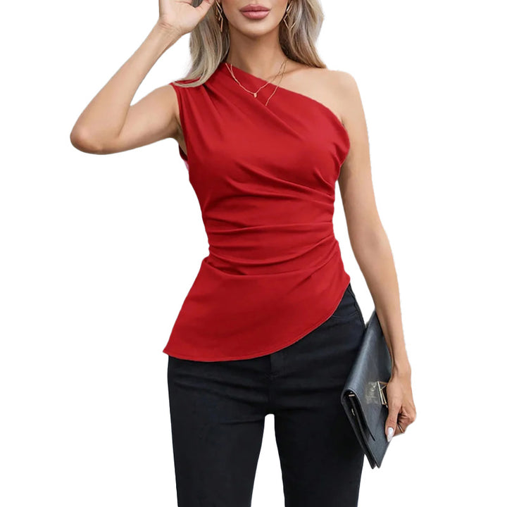 Damen Elegantes One-Shoulder Oberteil mit Raffungen und asymmetrischem Schnitt Drune