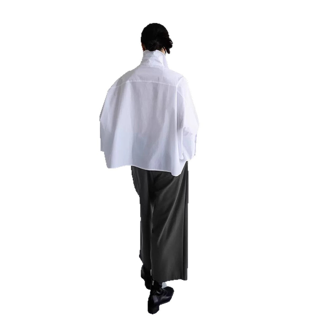 Damen Oversize-PopelinDruneluse mit Fledermausärmeln und verdeckter Knopfleiste Drune