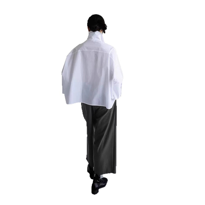 Damen Oversize-PopelinDruneluse mit Fledermausärmeln und verdeckter Knopfleiste Drune