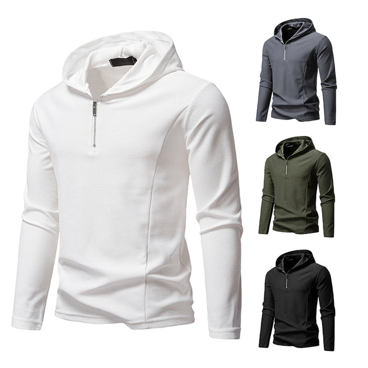 Herren Leichtes texturiertes Halbzip-Kapuzenpullover mit atmungsaktivem Mesh Drune
