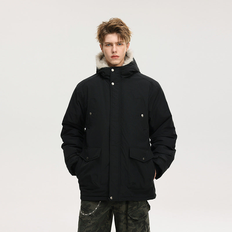 Herren Gefütterte Winterparka mit Kunstfellkapuze und Thermofutter, wind- und wasserabweisend Drune
