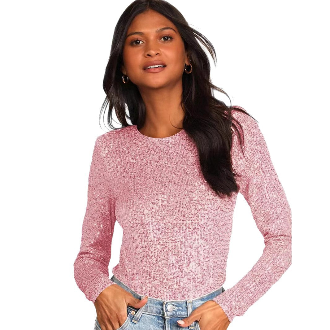 Damen Glitzerndes Bodysuit mit langen Ärmeln und schimmerndem Obermaterial Drune