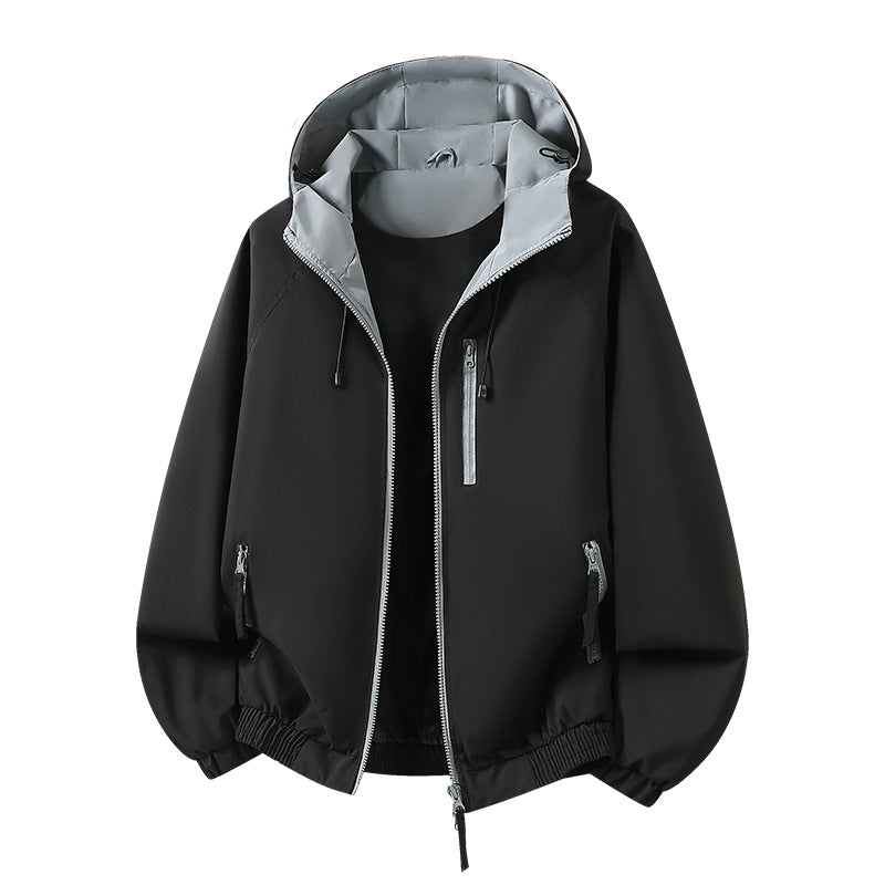 Damen Leichte Kapuzen‑Shelljacke im Urban‑Look mit kontrastfarbenem Futter, Reißverschlusstaschen und elastischem Bund Drune