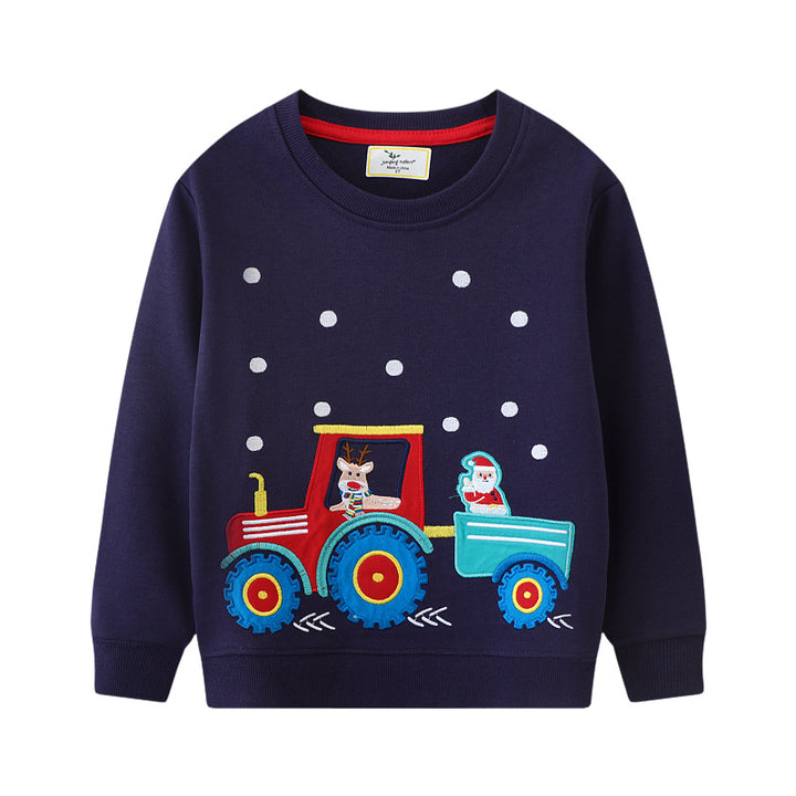 Jungen Sweatshirt mit fröhlichem Traktor- und Weihnachtsmotiv Drune