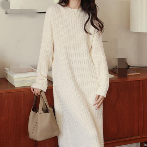 Damen Strickkleid mit Zopfmuster und lässigem Schnitt Drune
