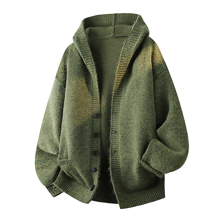 Herren Oversize-Strickcardigan mit Schalkragen, Knopfleiste und Eingrifftaschen Drune