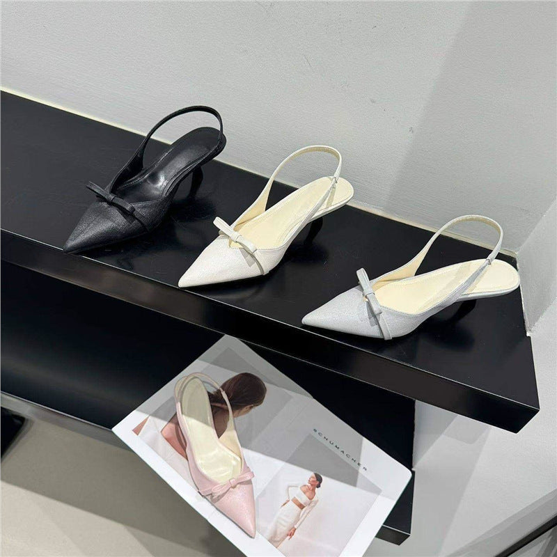 Damen elegante Slingback-Pumps mit feinem Riemchen und Schleifenapplikation Drune