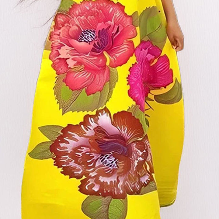 Damen Maxikleid mit elegantem V-Ausschnitt und blühendem Design Drune