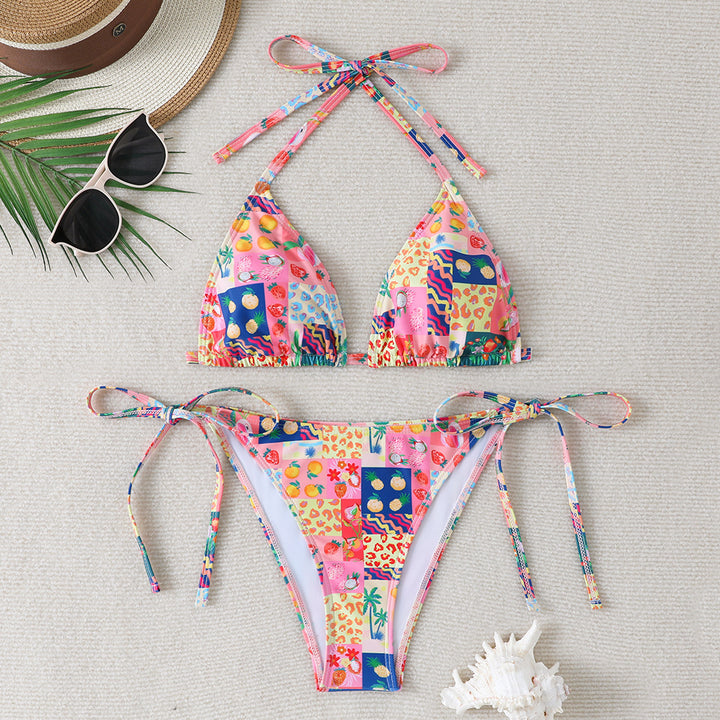 Damen Blumenmuster Triangel-Bikini Drune