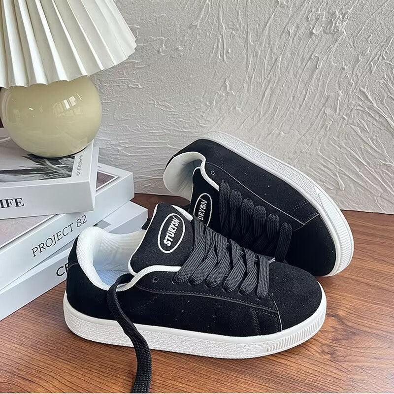 Damen Bequeme Sneakers aus weichem Wildleder mit sportlicher Sohle Drune