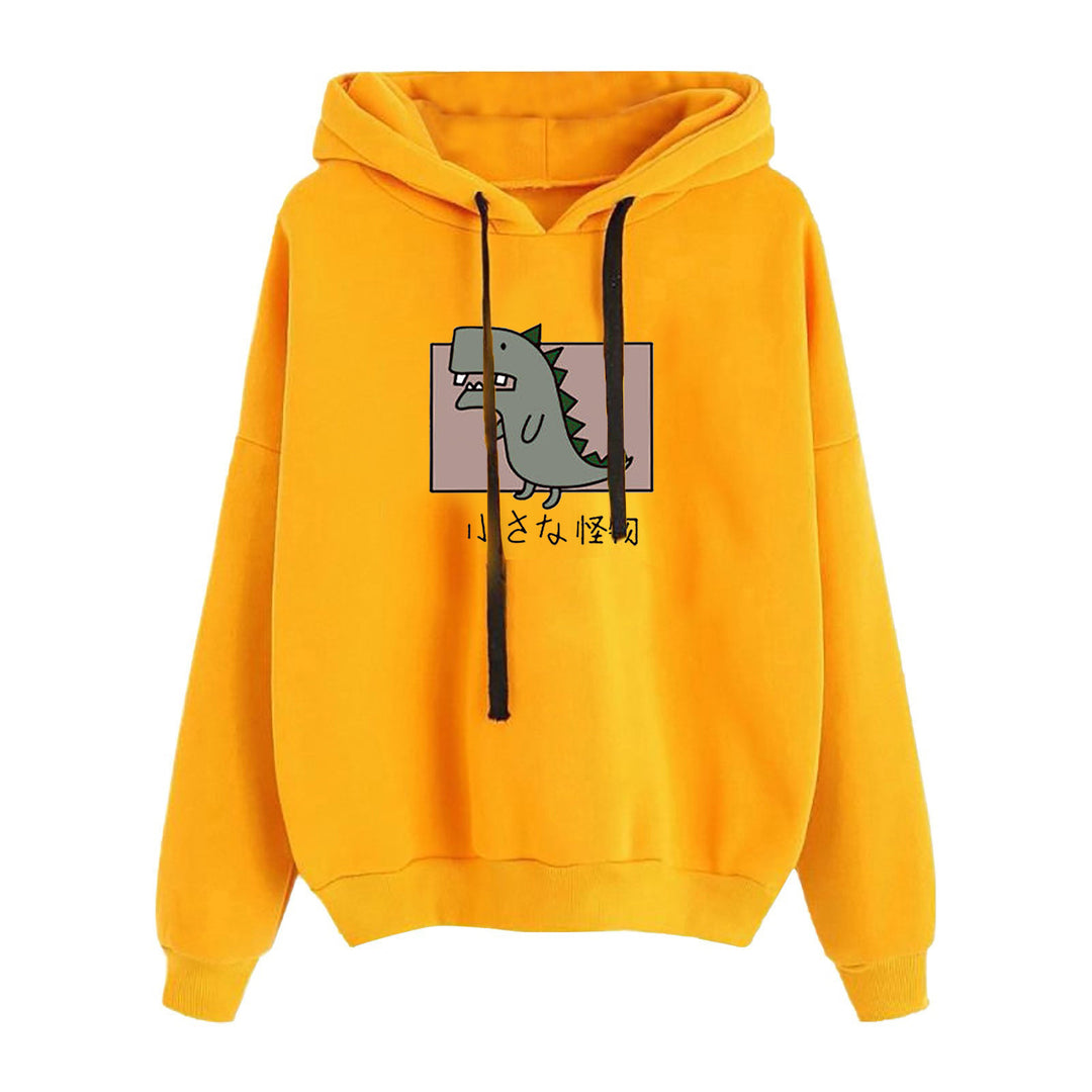 Damen nan kurz geschnittener Cropped-Kapuzenpullover mit niedlicher Frosch-Illustration und verstellbarer Kapuze Drune